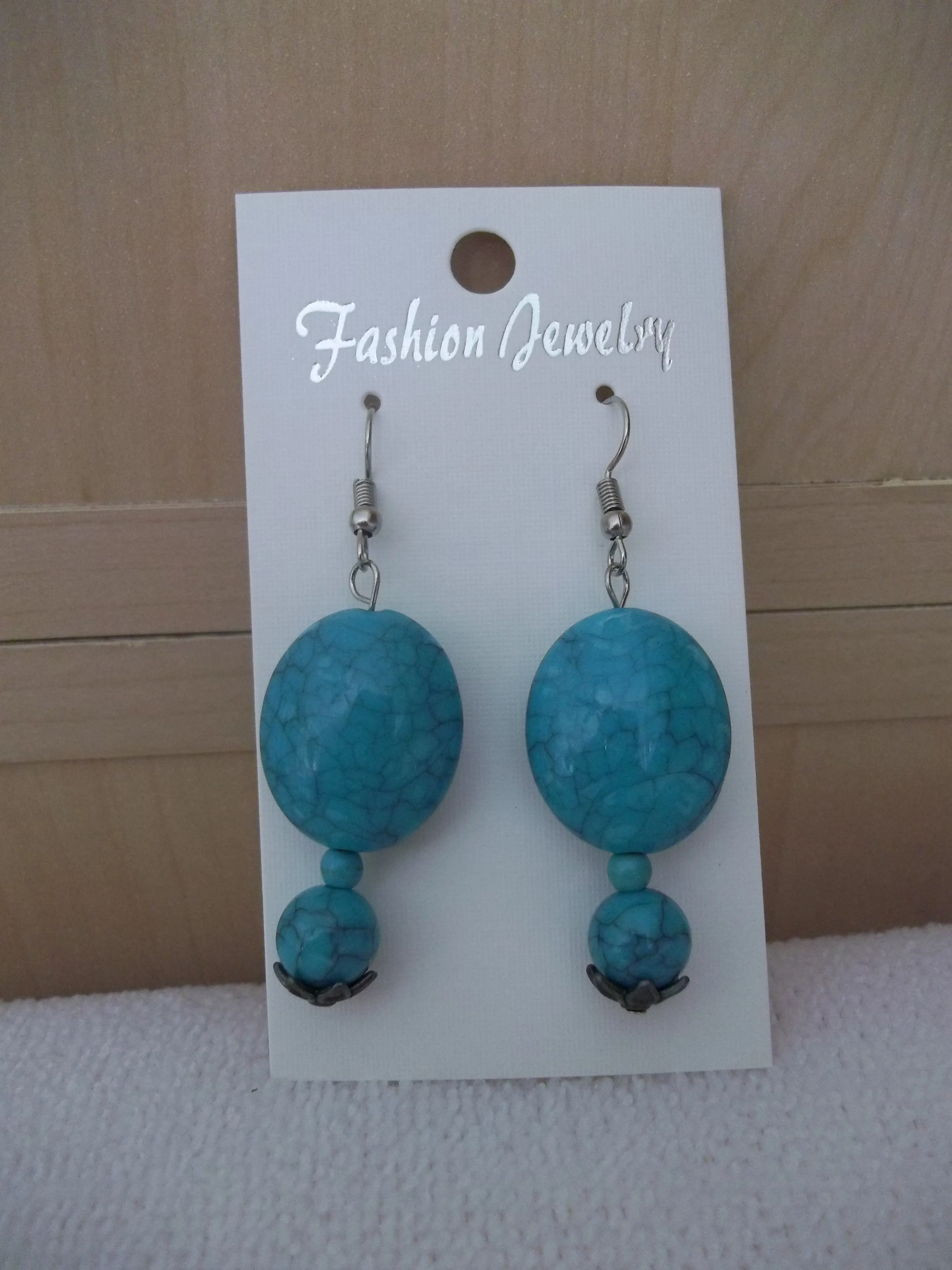 Blue Turquoise Bead Earrings (E952)