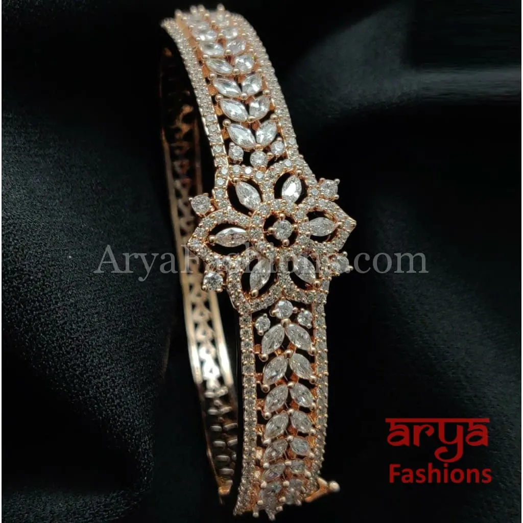 Bridal Rose Gold CZ Bracelet/ Indian Cubic Zirconia Bracelet