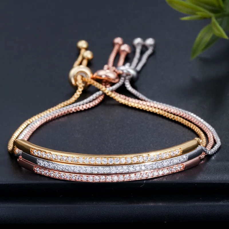 Brilliant CZ Adjustable Slider Bracelet Bangle