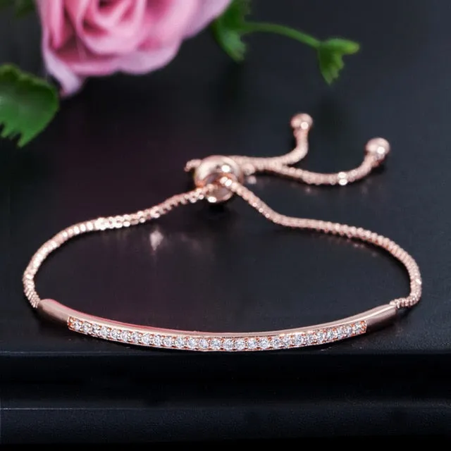 Brilliant CZ Adjustable Slider Bracelet Bangle