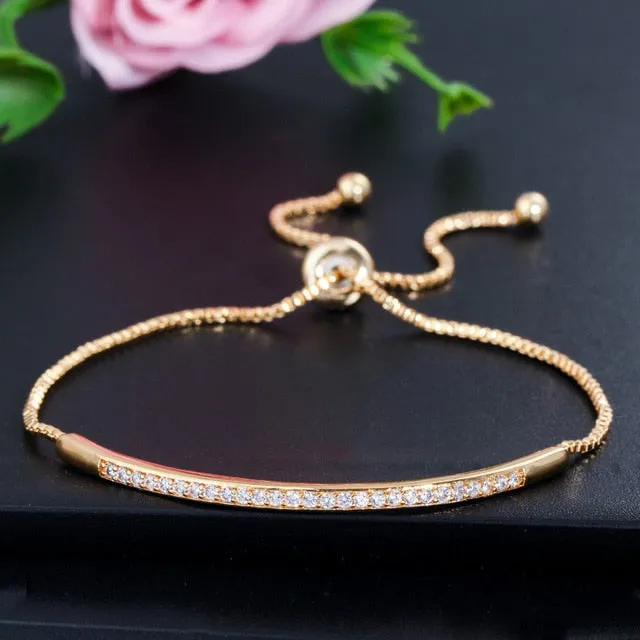 Brilliant CZ Adjustable Slider Bracelet Bangle