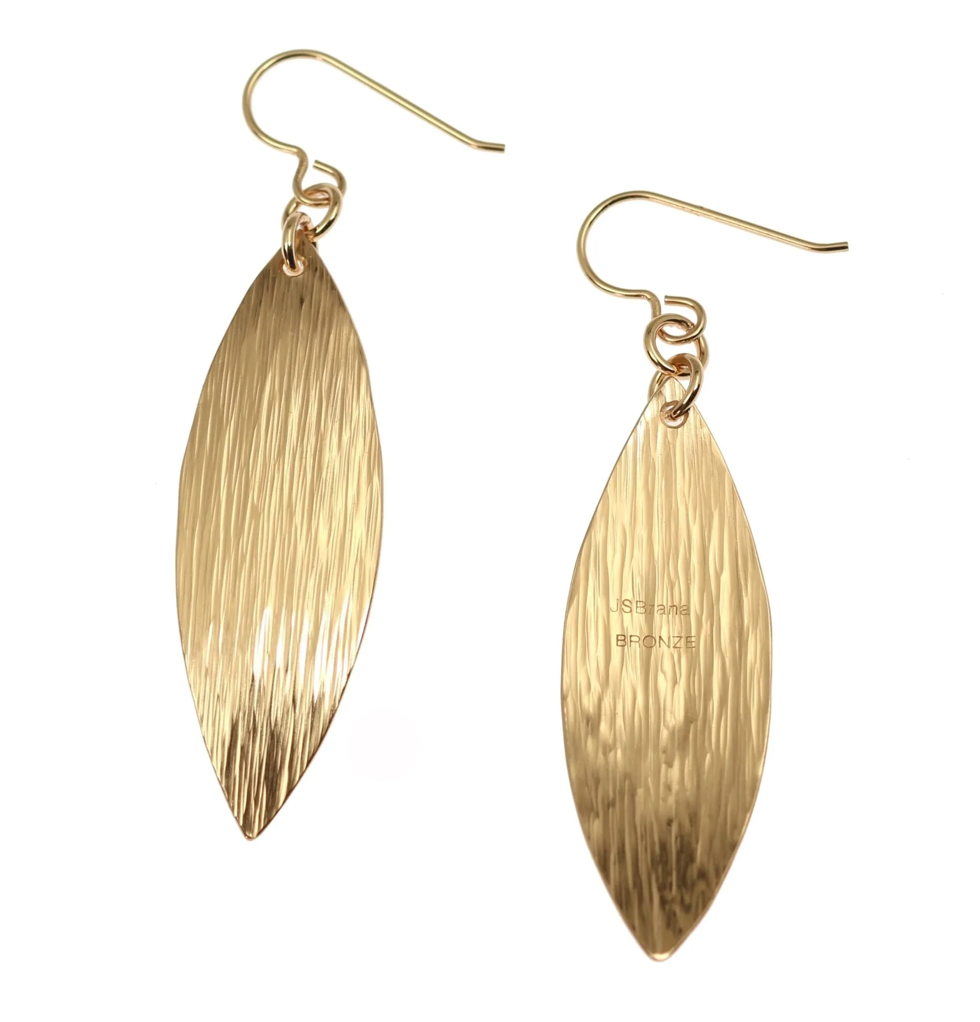 Bronze Bark Leaf Drop Earrings