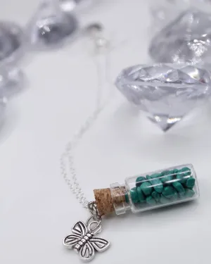 Butterfly necklace (turquoise crystal)