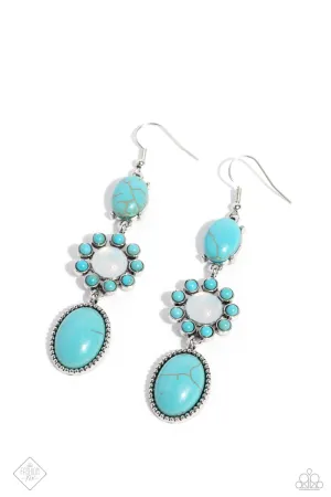 Carefree Cowboy - Blue Earrings - Paparazzi Accessories