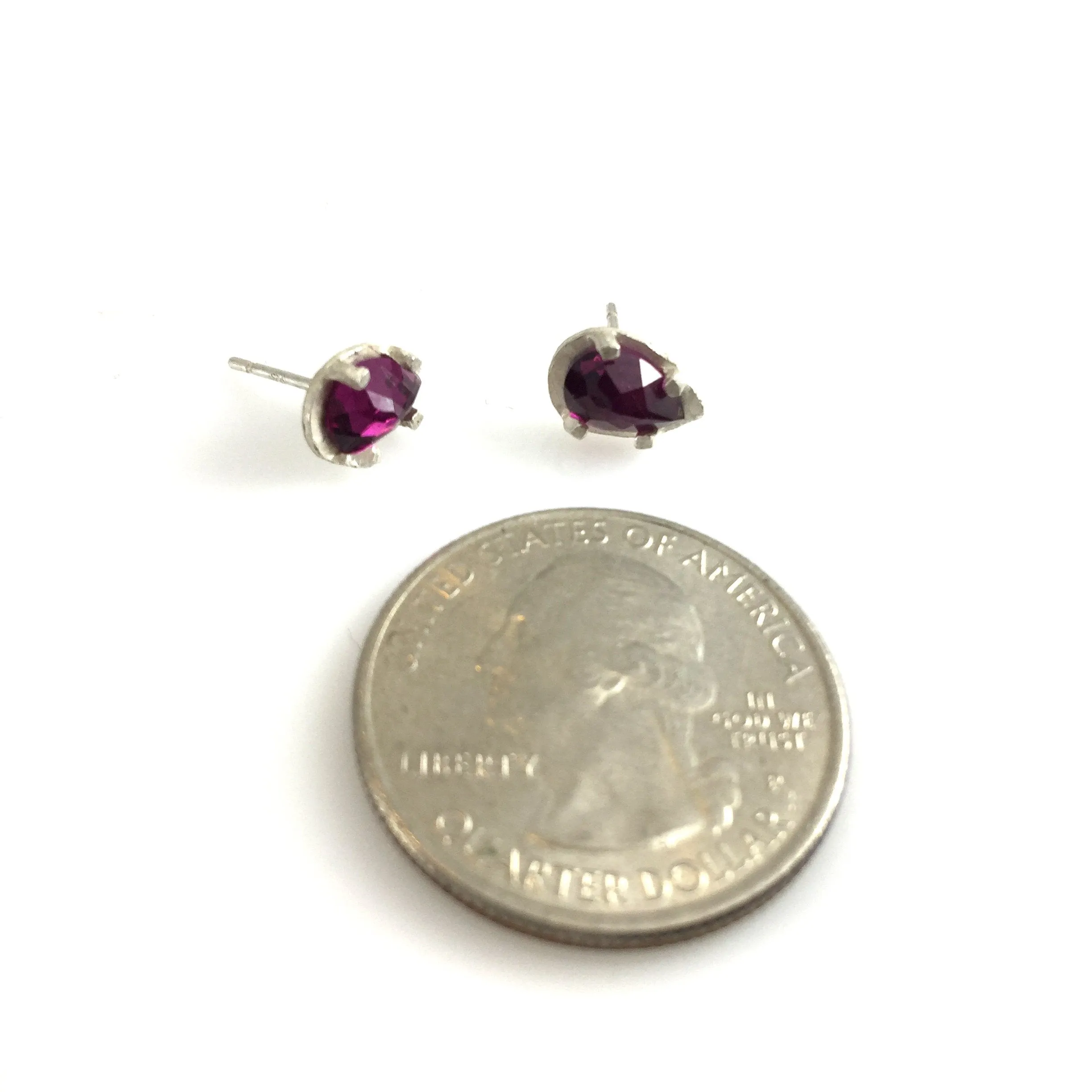 Carved Teardrop Studs - Rhodonite Garnet