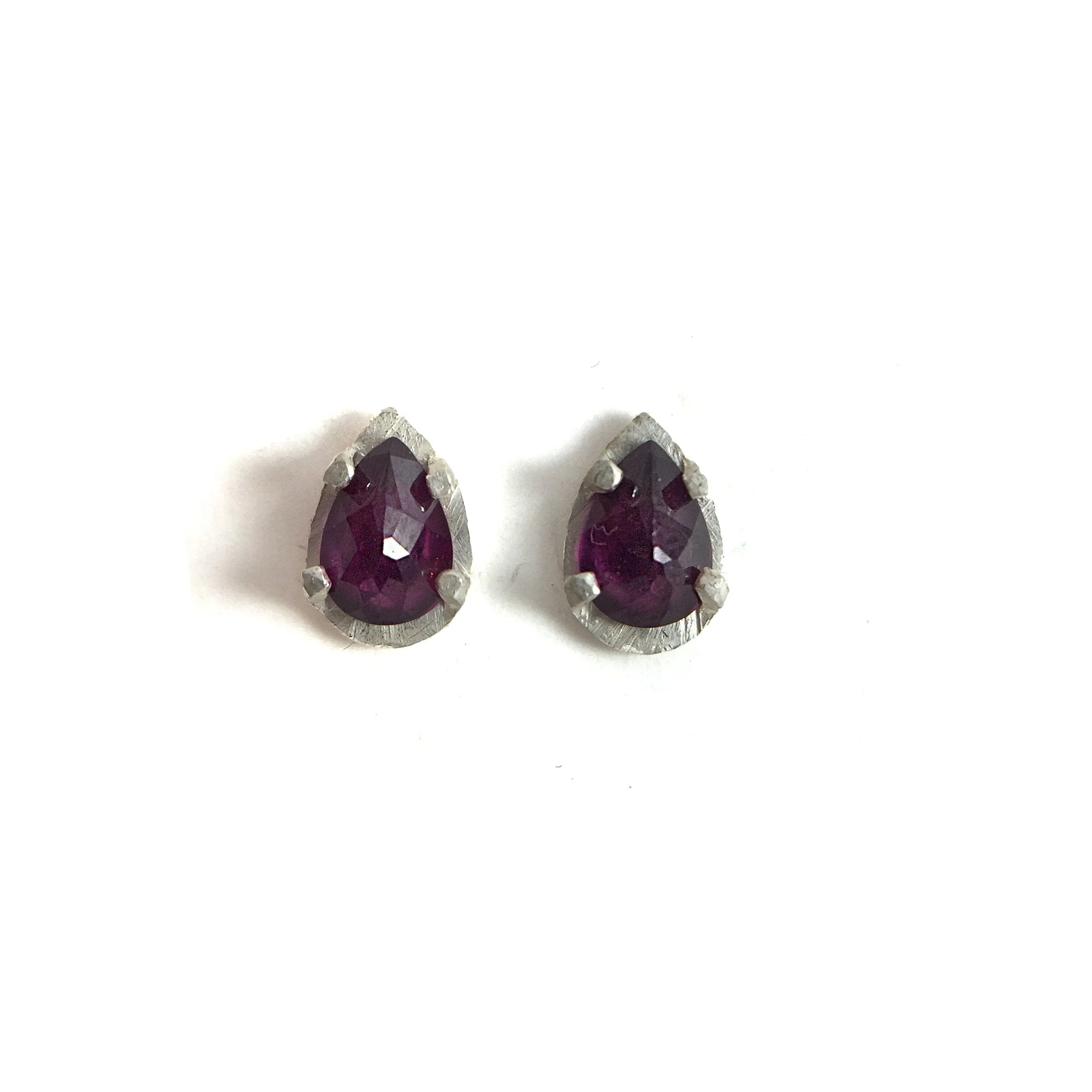 Carved Teardrop Studs - Rhodonite Garnet