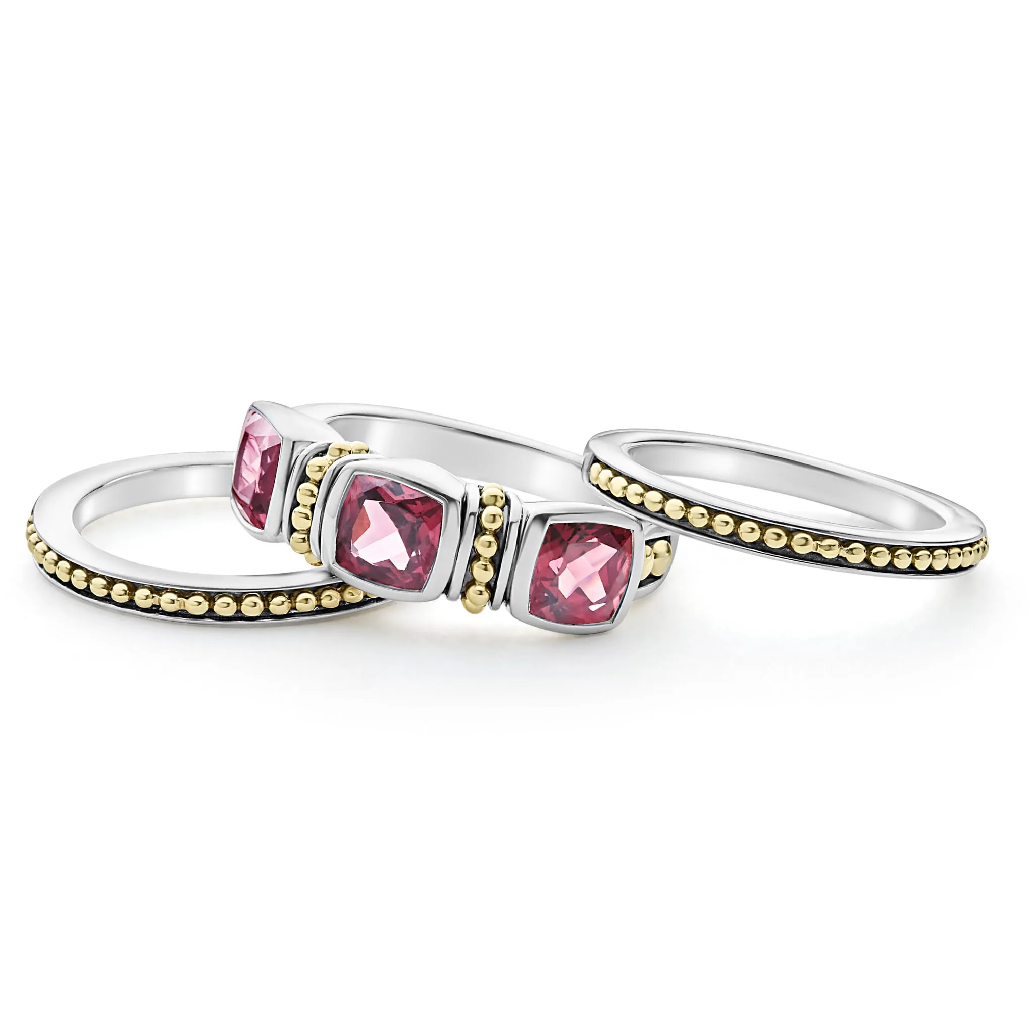 Caviar Color Rhodolite Garnet Stacking Rings