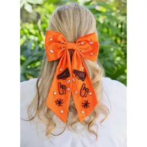 Cheer Them On Hair Bow-Orange Black