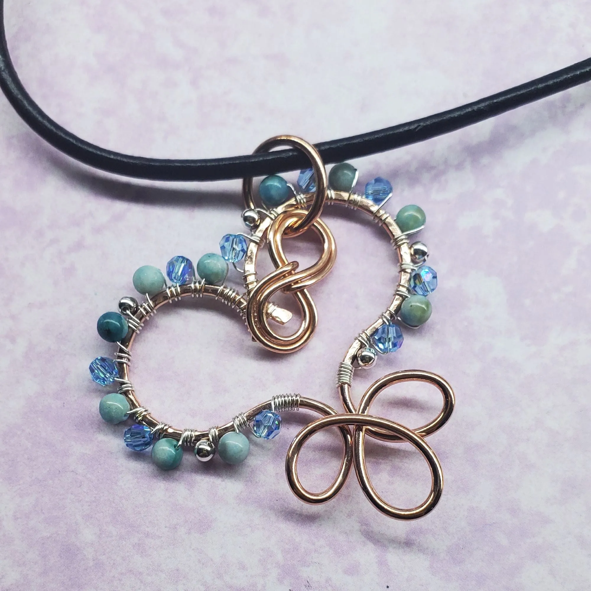 Copper Turquoise Wire Sculpted Heart Necklace