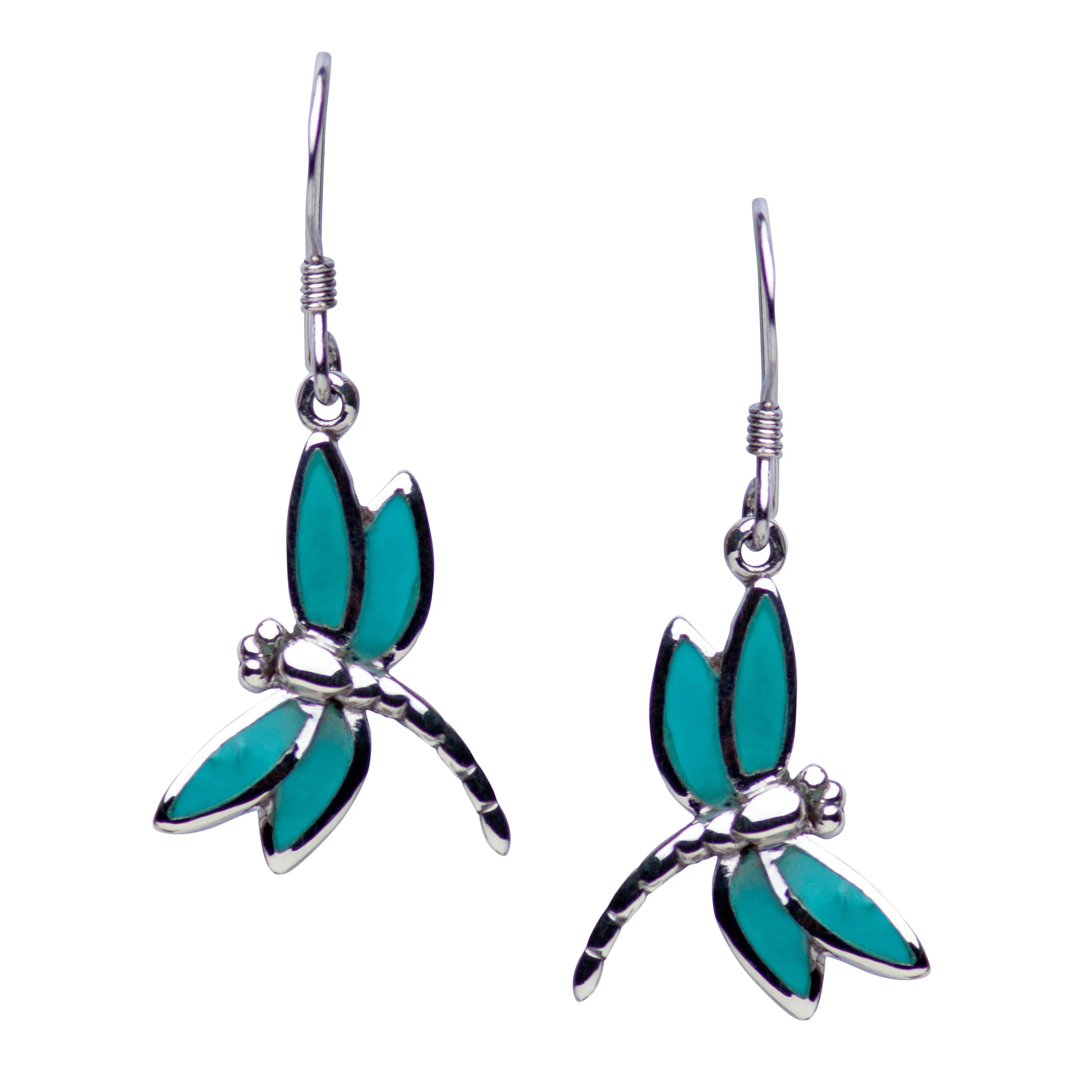 Created Green Turquoise Dragonfly Earrings