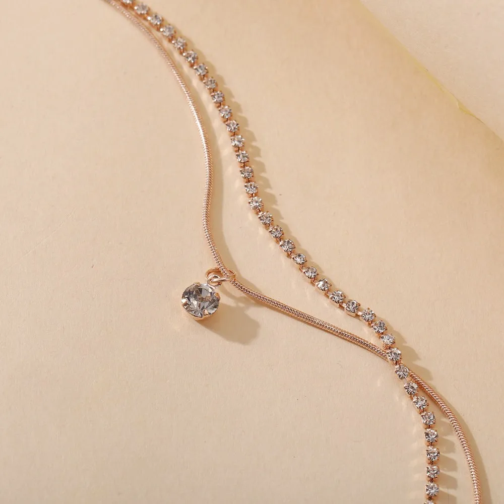 Creative And Simple New Double-layer Diamond-studded Snake Bone Anklet