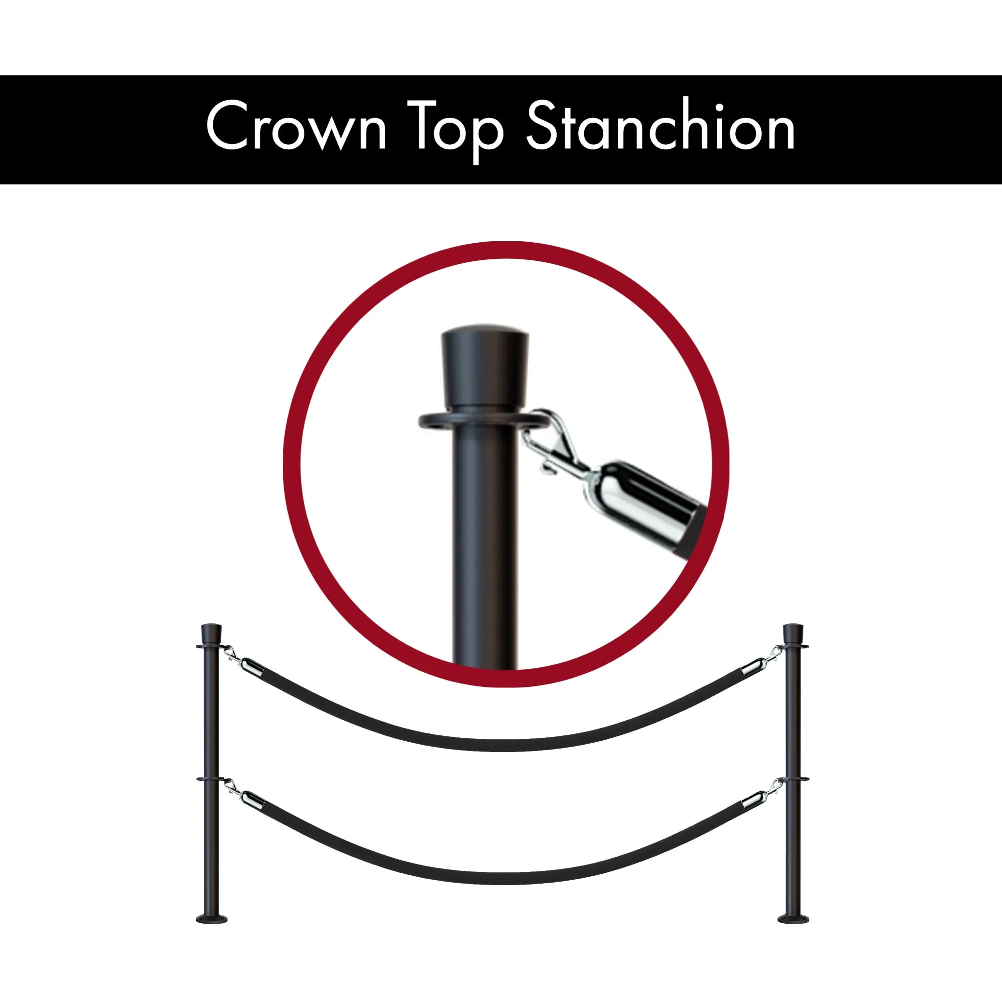 Crown Top Dual Rope Stanchion with Fixed Base - Montour Line CXLineDF