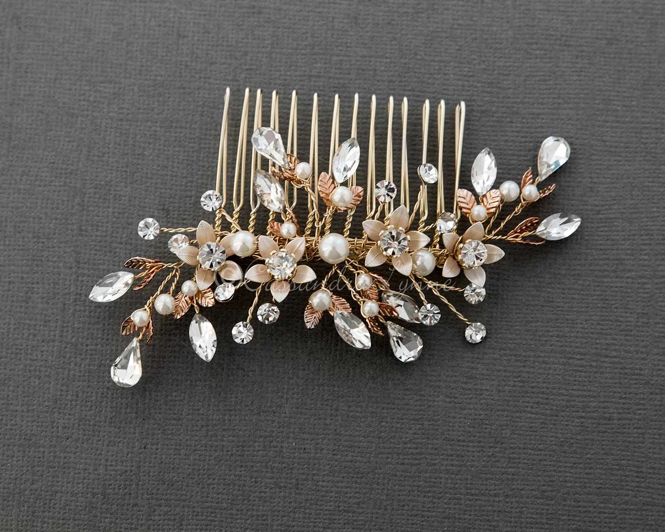 Crystal and Pearl Wedding Comb