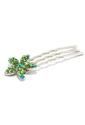 Crystal Flower Mini Hair Comb (5 piece set) - Green only