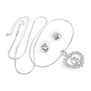 Crystal Heart Necklace & Earring Set