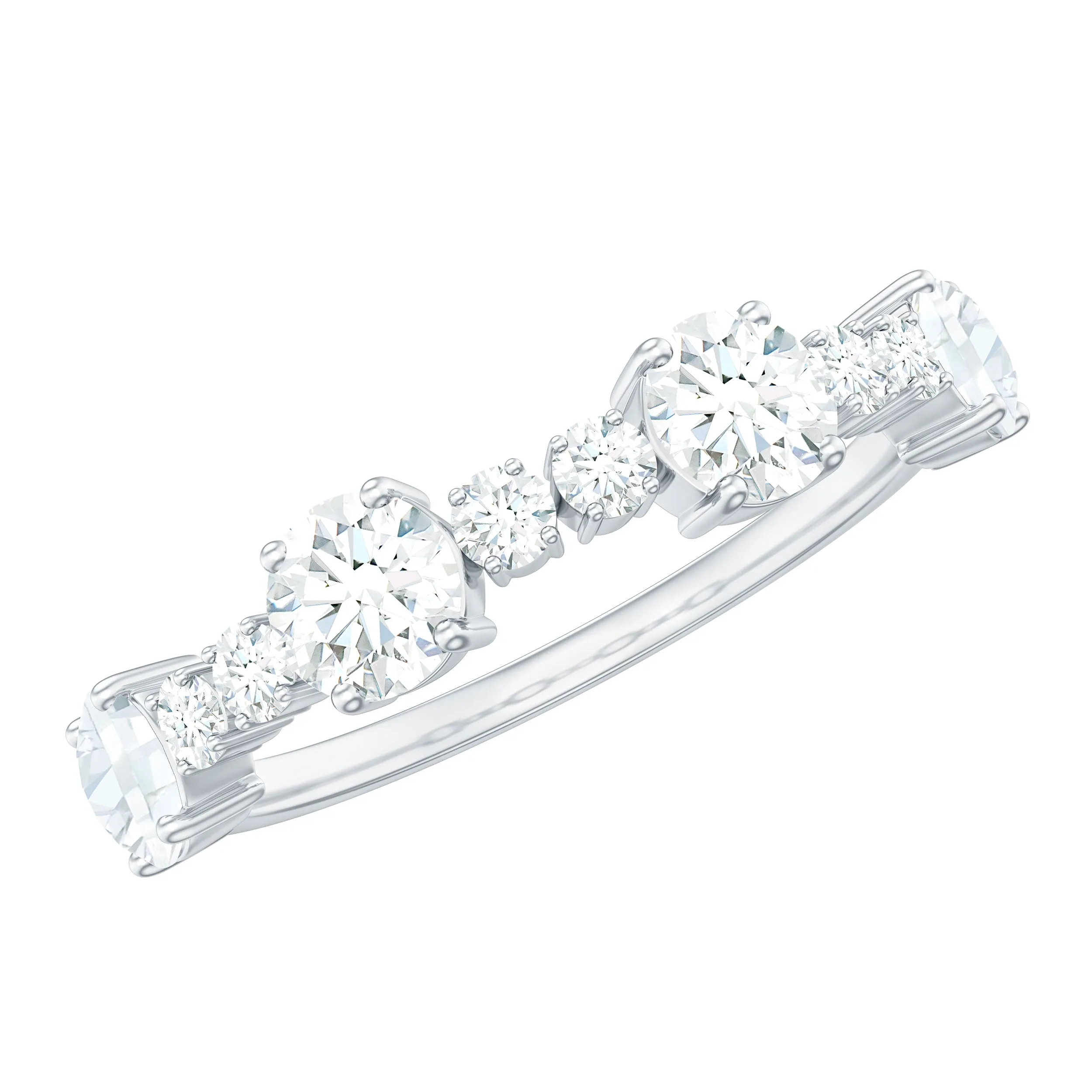 Cubic Zirconia Half Eternity Wedding Anniversary Ring