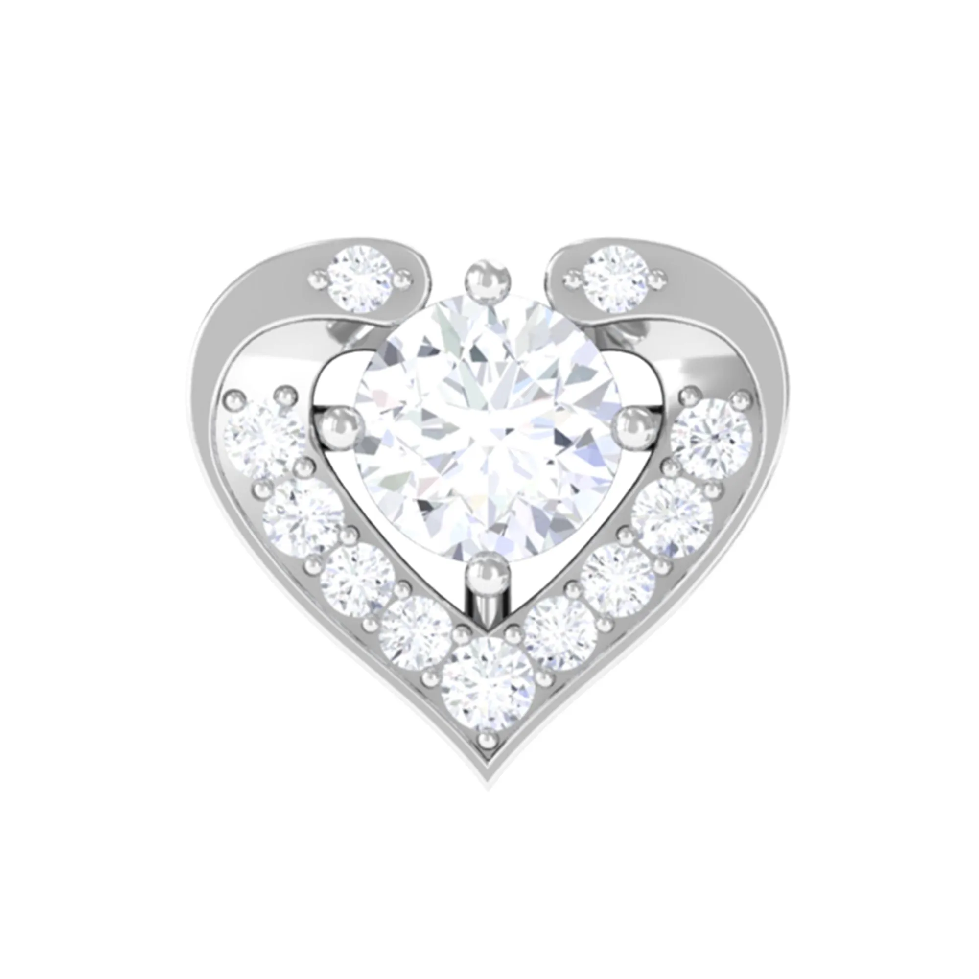 Cute Moissanite Heart Shape Cartilage Earring