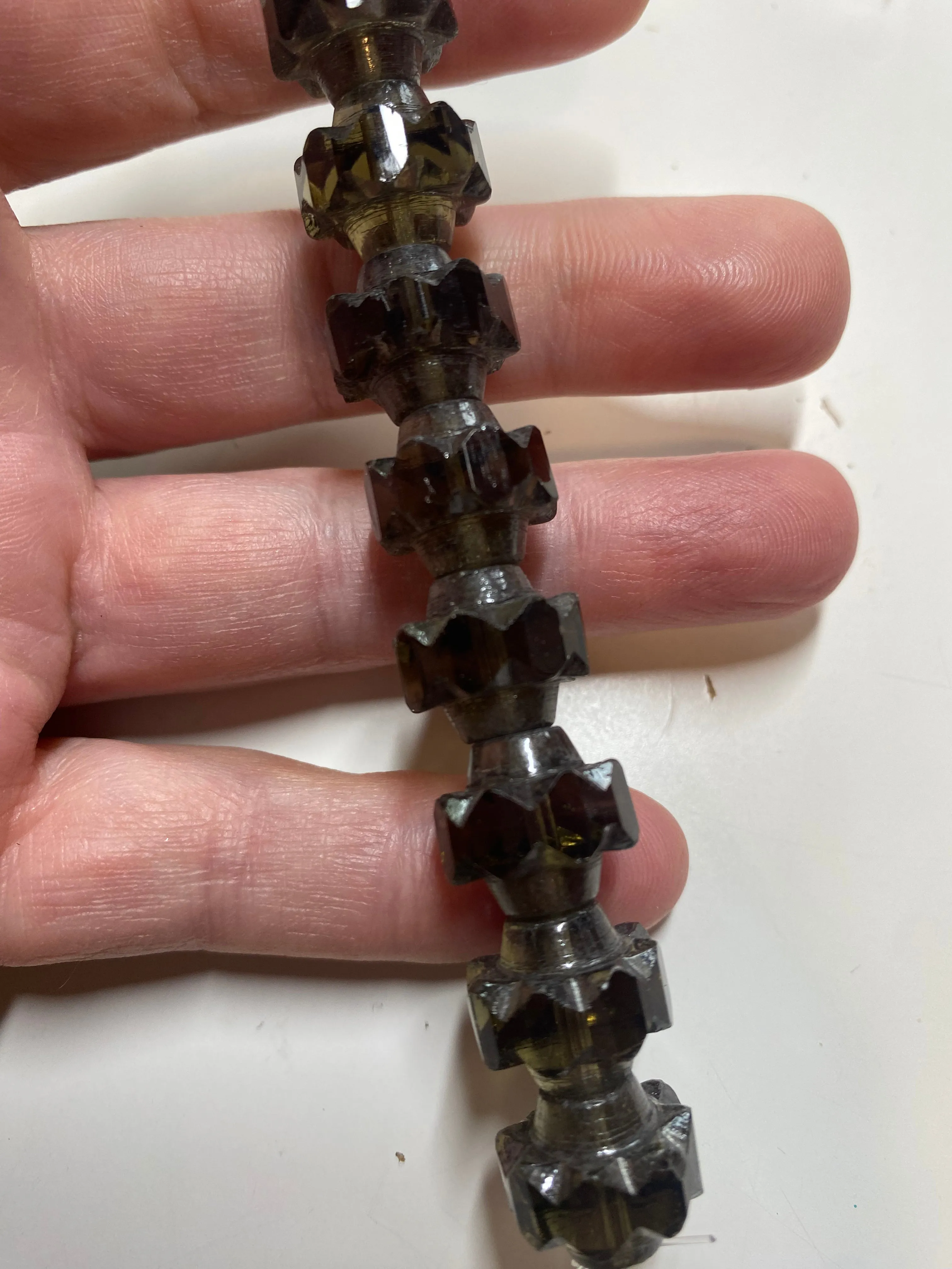 Czech Glass jet black, Crown Bead 13x15mm