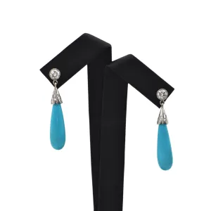 Daisy Exclusive Turquoise and Diamond 18K White Gold Drop Earrings