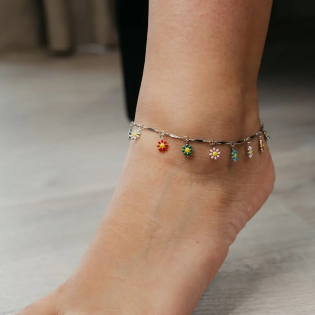 DAISY RAINBOWS 18K GOLD OR SILVER  WATERPROOF ANKLET