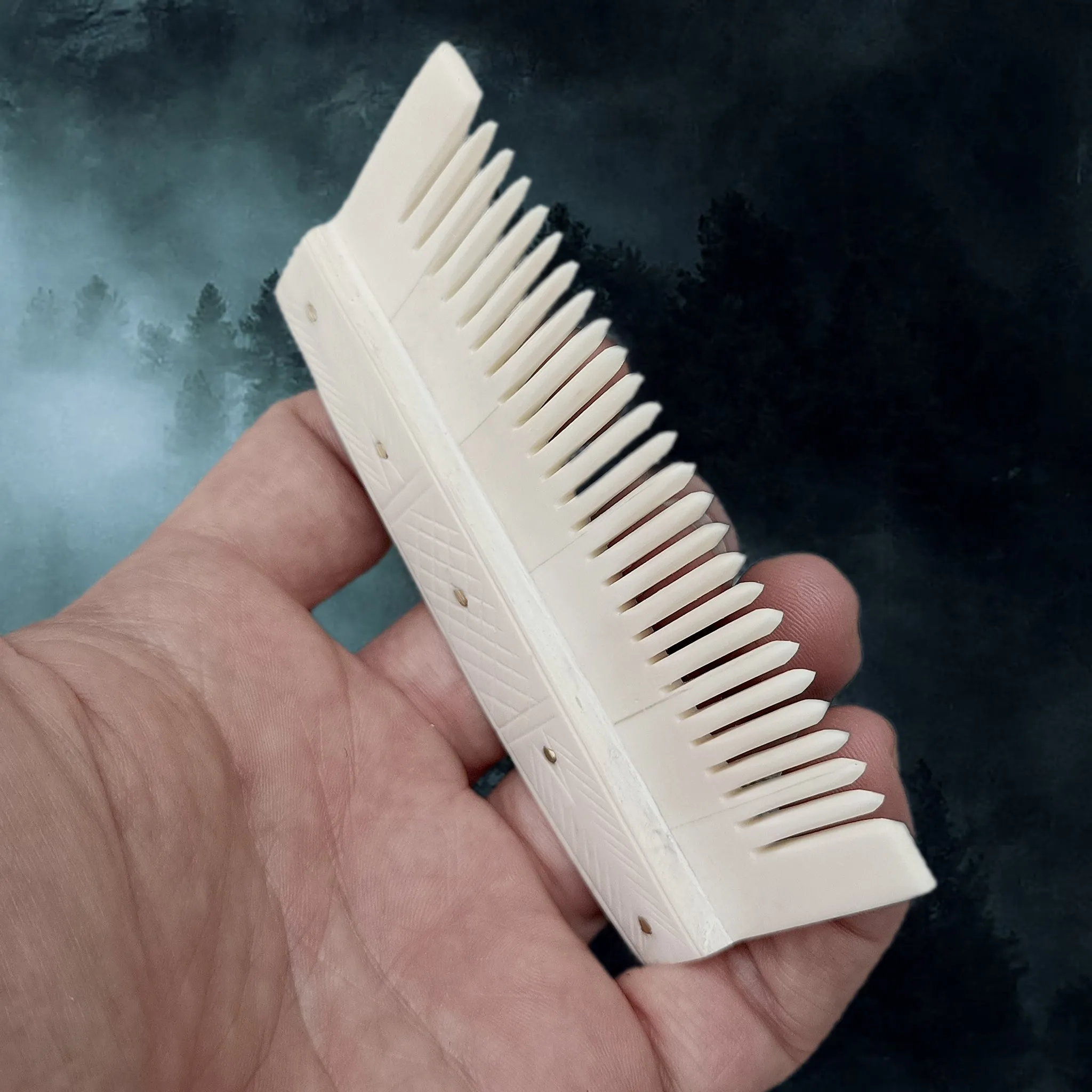 Decorated Bone Viking Comb