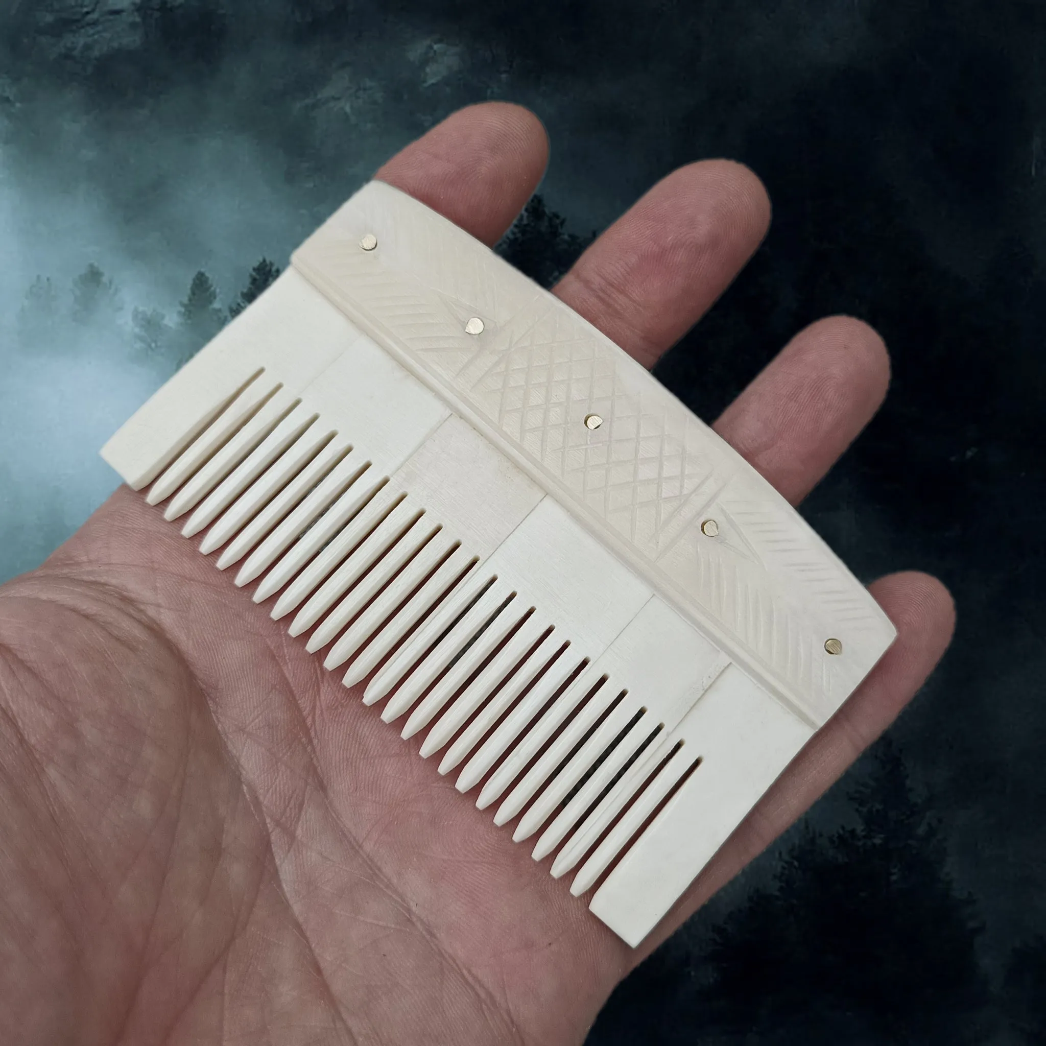 Decorated Bone Viking Comb