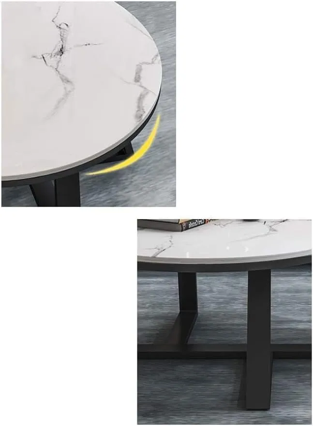 Decoration Crown Coffee Table for Living Room Sofa Side Table/Balcony Nesting Round Center Table (Black & White) (Black)