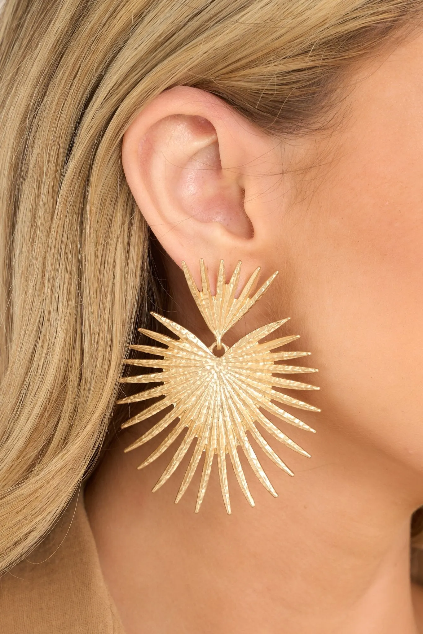 Delightful Touch Matte Gold Statement Earrings