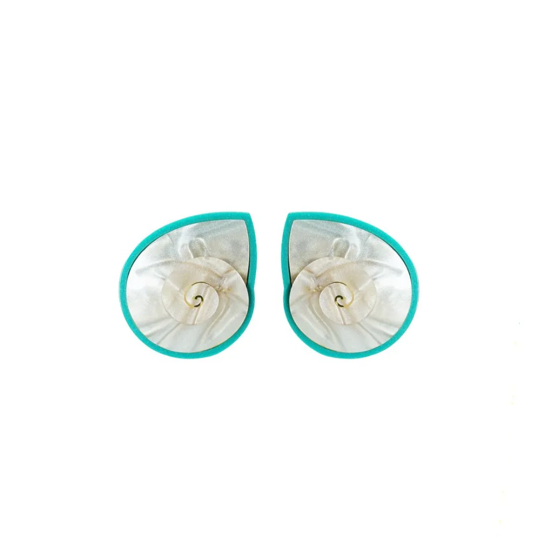 Earring Spiral Shell  {Turquoise}