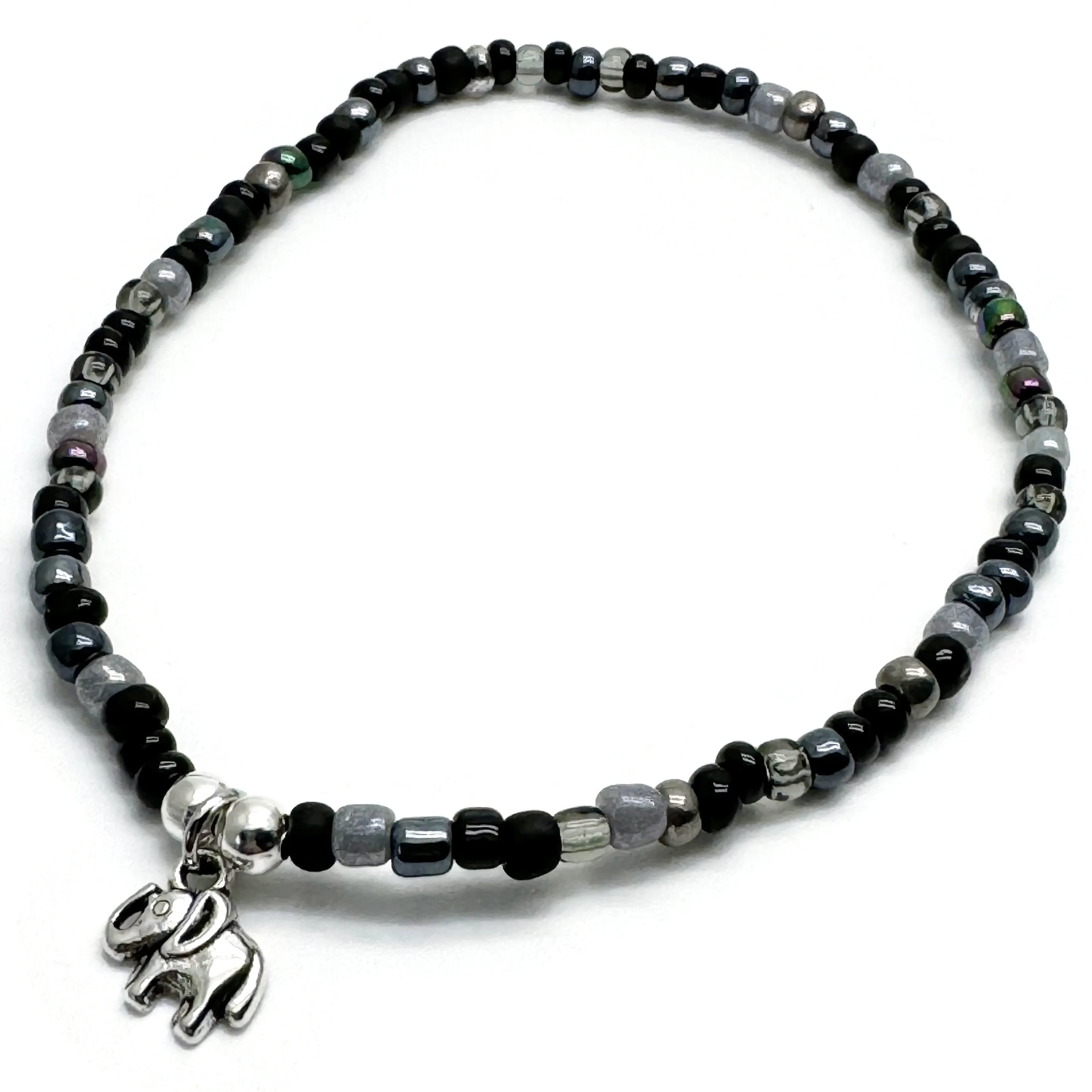 Elephant Charm Seed Bead Anklet - Colour Choice