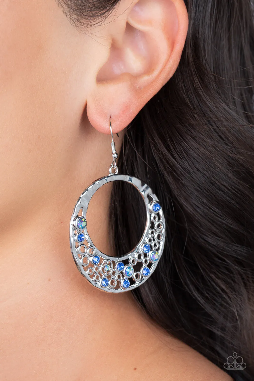 Enchanted Effervescence - Blue Rhinestone Earrings - Paparazzi Accessories