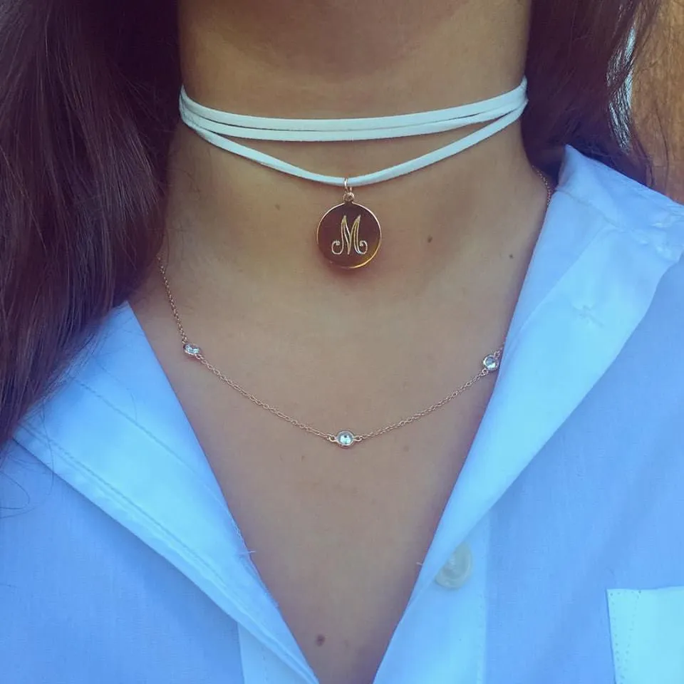 Engraved Initial Choker Disc