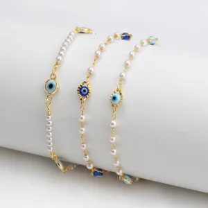 Europe And America Drip Oil Eye Pearl Anklet Women's Fashion