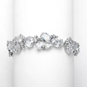 Exquisite Bridal or Evening Bracelet with Multi Cubic Zirconia Shapes