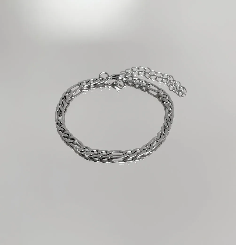 Figaro Chain Anklet Silver