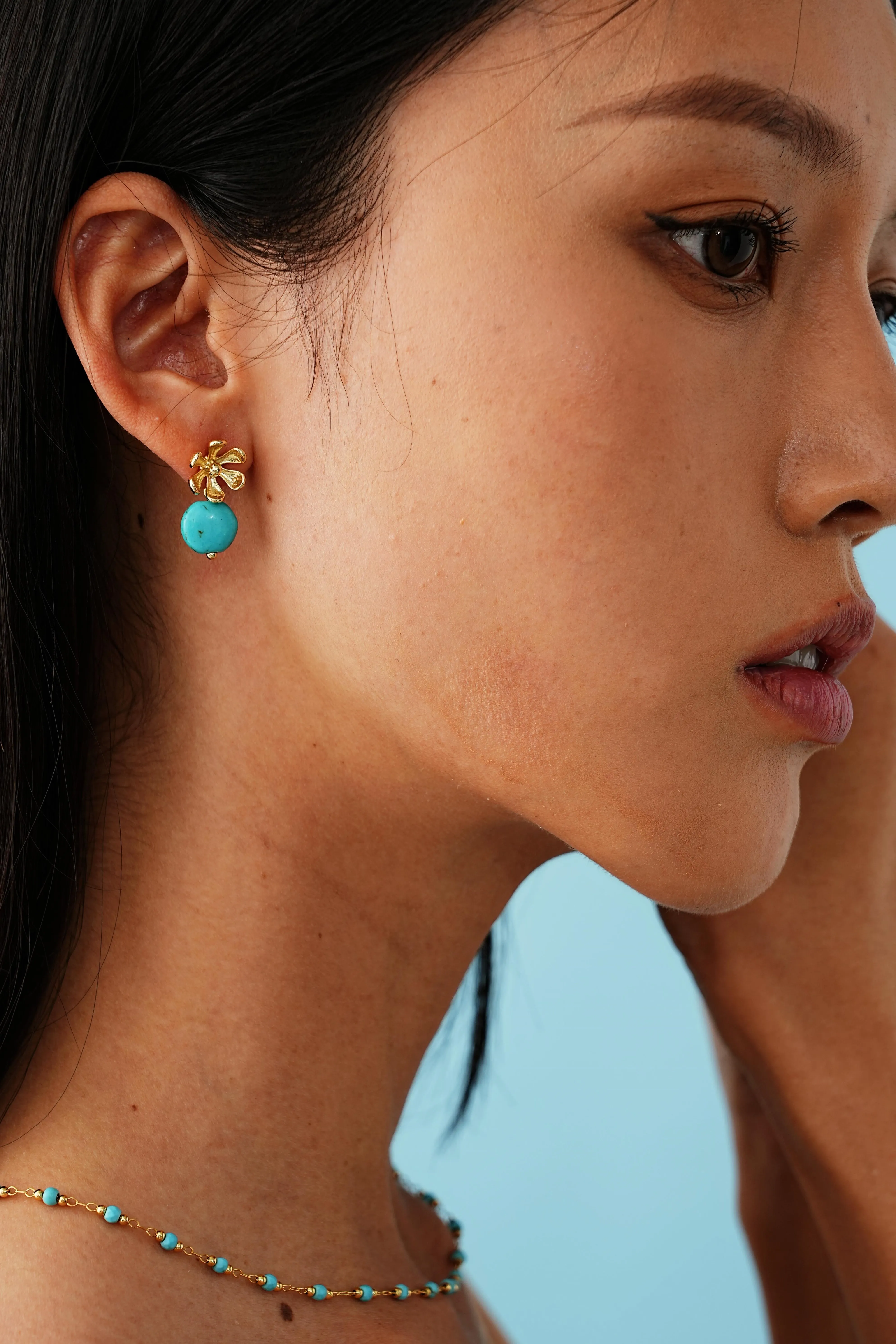 Floral Turquoise Drop Earrings