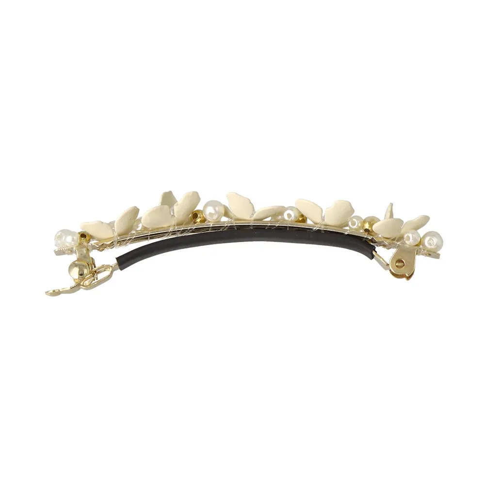 Flower and Pearl Slim Non Slip Barrette