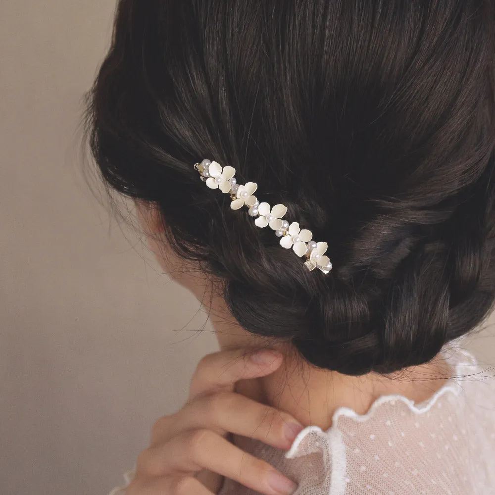 Flower and Pearl Slim Non Slip Barrette