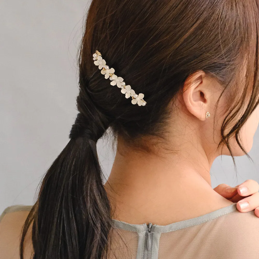 Flower and Pearl Slim Non Slip Barrette