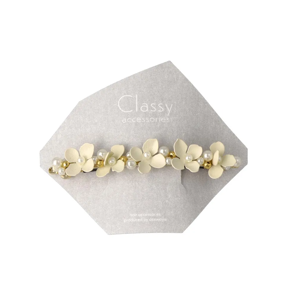 Flower and Pearl Slim Non Slip Barrette