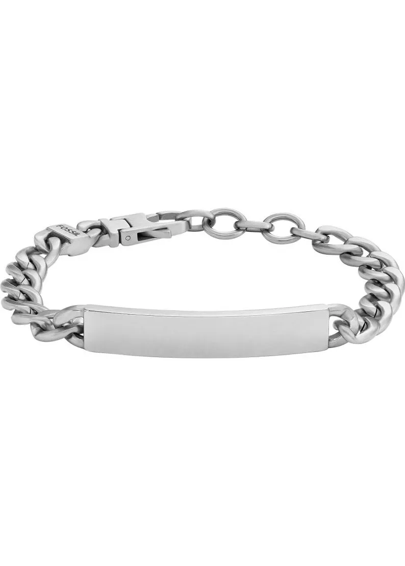 FOSSIL JEWELLERY DREW ID PLAQUE STAINLESS STEEL BRACELET JF04164040