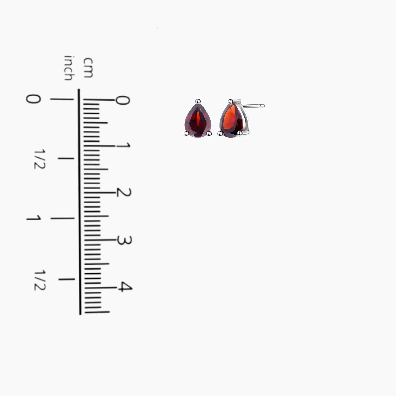 Garnet Pear Cut Stud Earrings in Sterling Silver - Irosk Australia ®