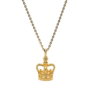 Gold Diamond Crown Charm Necklace