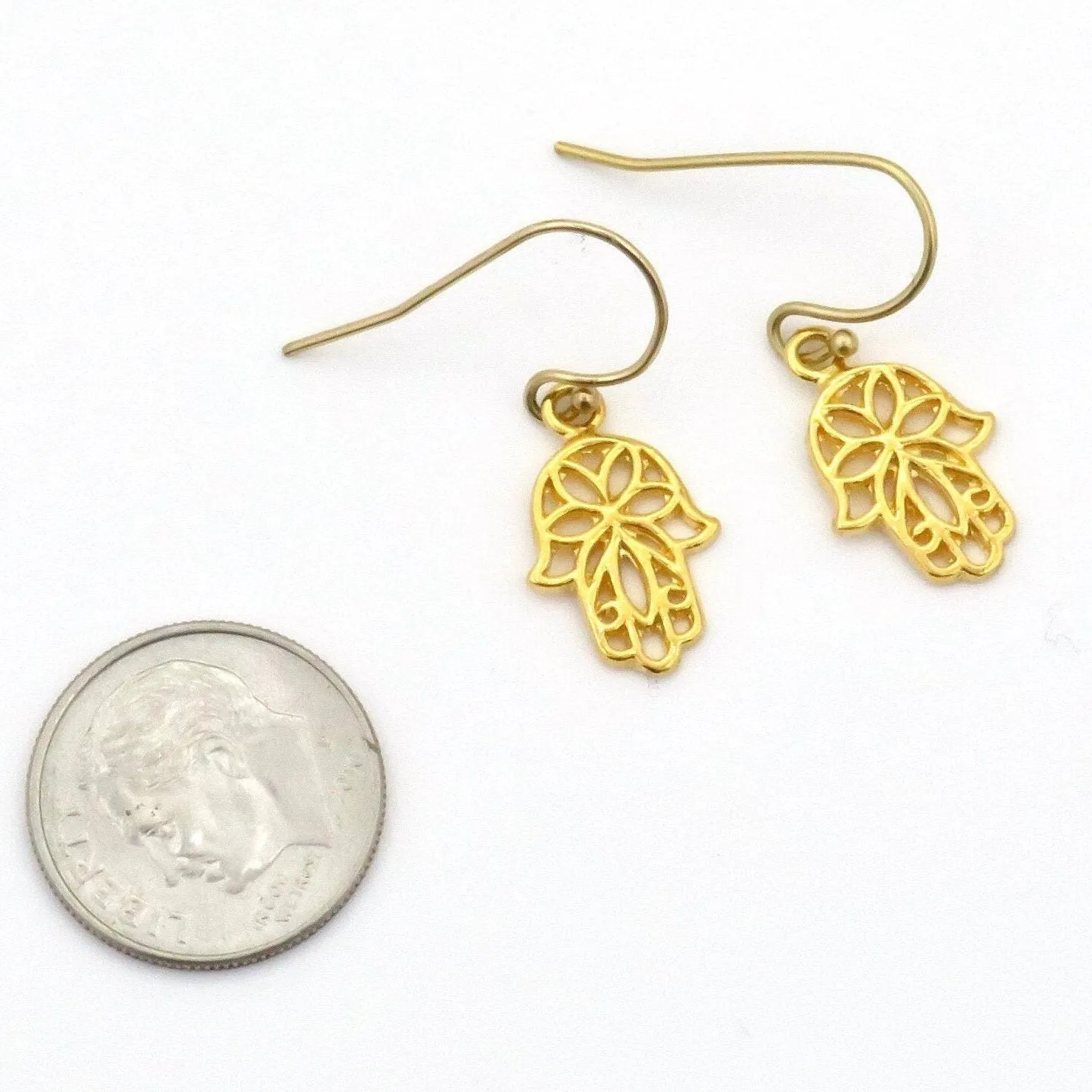 Gold Floral Hamsa Earrings