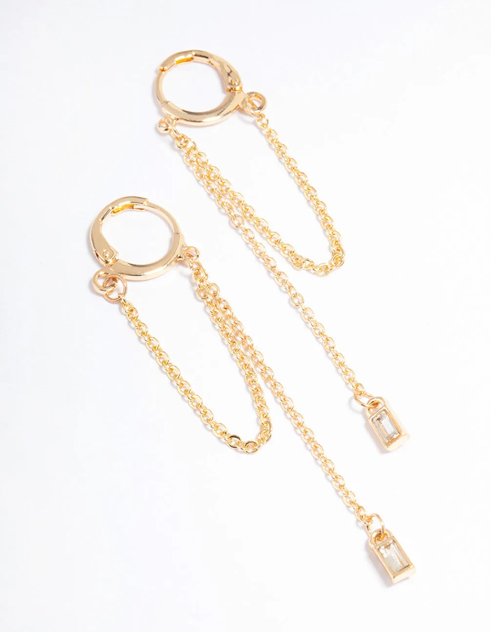 Gold Multi Chain Diamante Huggie Earrings