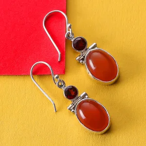 Hand Crafted Garnet and Carnelian Gemstone Dangle Earrings - Charming Union | NOVICA