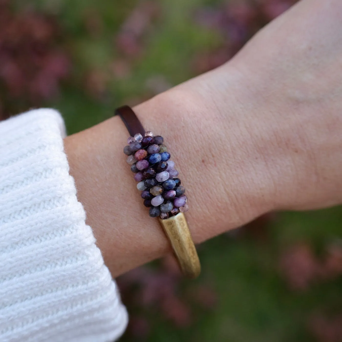 Hand Stitched Ruby & Sapphire Mix Half Bracelet