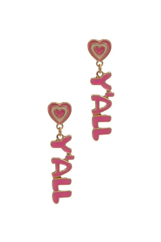 Heart Y'all Enamel Post Earrings