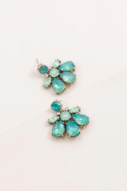 HGA Water Lily Turquoise Stone Earrings