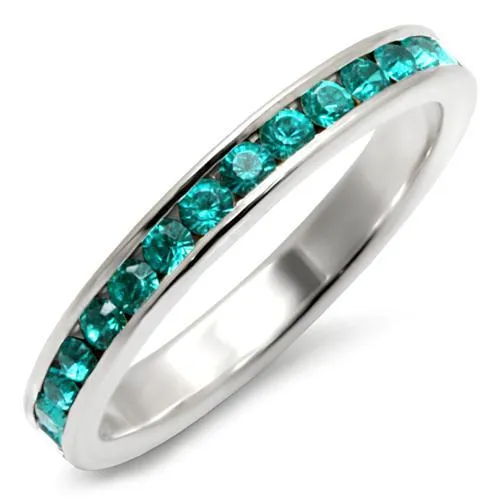 High-Polished 925 Sterling Silver Ring with Top Grade Crystal in Blue Zircon for Women Style 35148